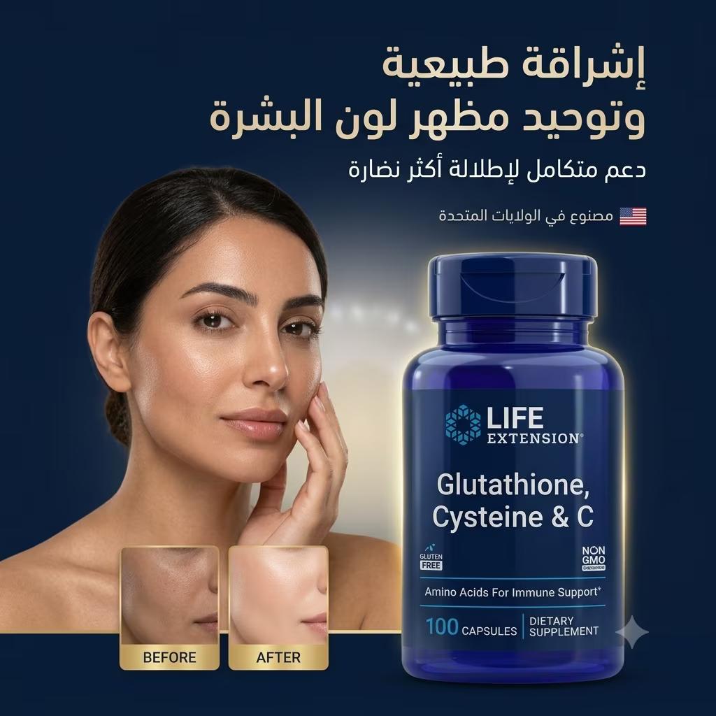 Life Extension Glutathione, Cysteine & Vitamin C — 100 كبسولة