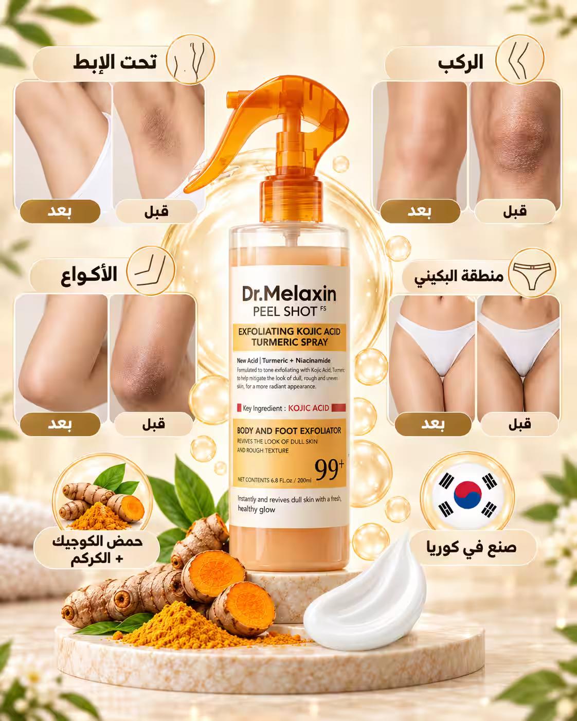 بخاخ دكتور ميلاكسين بحمض الكوجيك والكركم للجسم